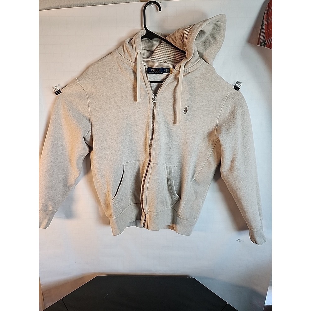 Polo Ralph Lauren Men's TAN/BEIGE Classic Hoodie Waffle Knitted Hood Size MEDIUM